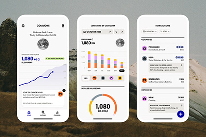 Mobile app dashboards tracking personal carbon footprints