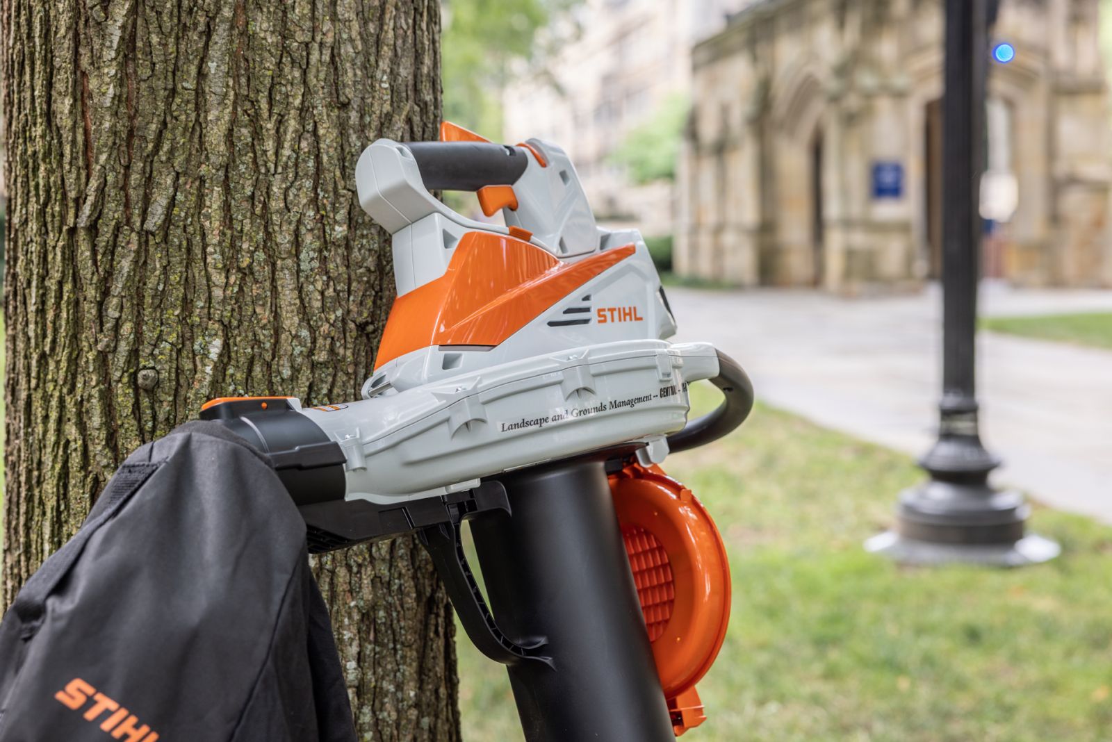 Battery-powered landscape equipment on Yale's campus