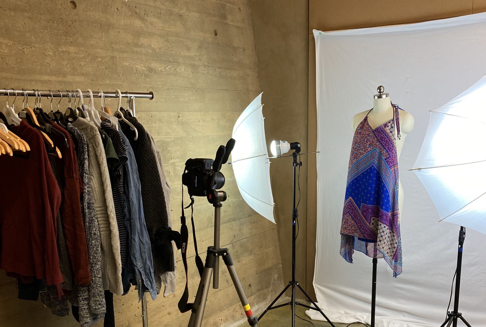 Clothing being photographed for Common Closet at Yale