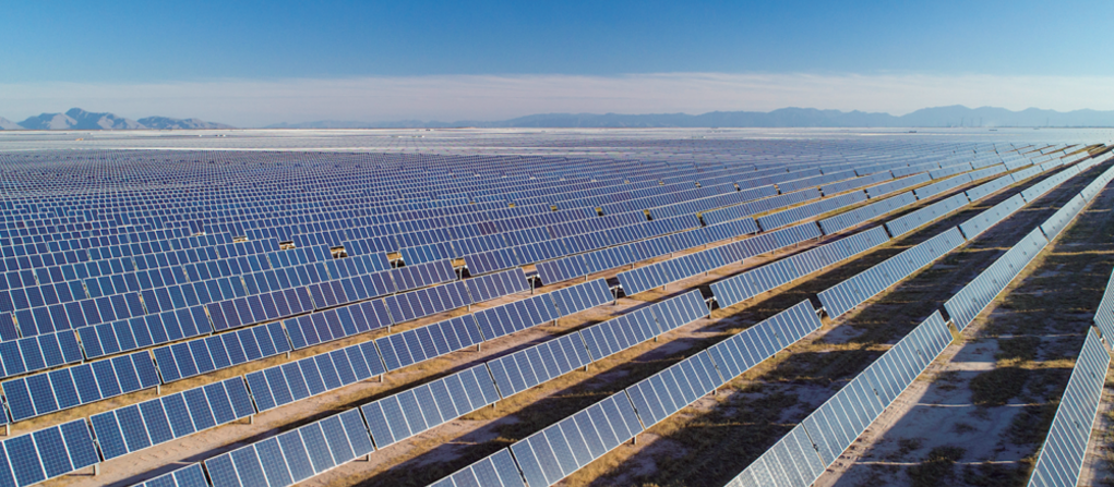 A photograph of Mexico's Villanueva solar plant, the largest solar farm in the Americas