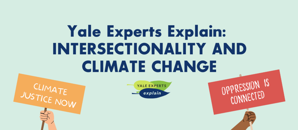 Title image for interview with Yale experts about intersectionality and climate change