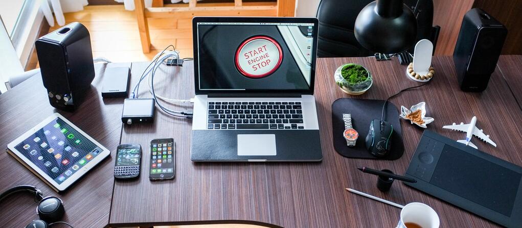 electronics on a desk