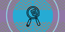 Illustration of a frying pan and spatula
