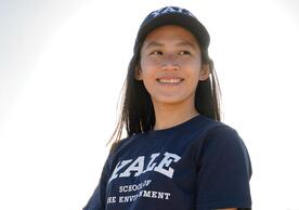 A photo of Yale School of the Environment student Wan Ping Chua wearing Yale apparel