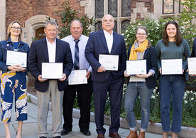 A group photo of Yale faculty, staff, and students who received Sustainability Awards on Earth Day 2023