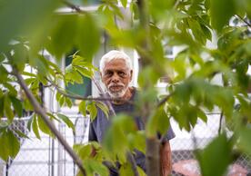 Photo of Ed Rodriguez, a volunteer who has worked with Yale-affiliated Urban Resources Initiative plant dozens of trees in his Fair Haven neighborhood in New Haven, CT