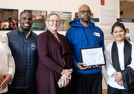 Photo of dining hall staff at Timothy Dwight College at Yale University
