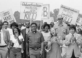 A photo showing residents of Warren County, N.C., protesting a toxic waste landfill in their community in 1982